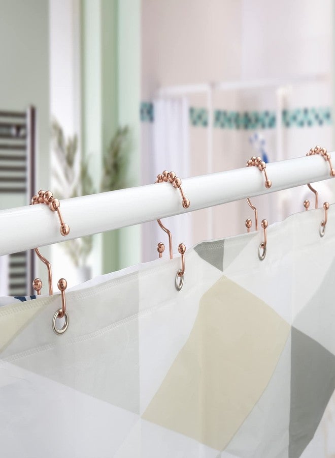 Goowin Shower Curtain Hooks, Goowin Shower Curtain Rings, Stainless Steel Shower Curtain Hooks Rust Proof Free Sliding Double Shower Hooks for Curtain, Shower Curtains & Liners (Rose Gold) - Image 2