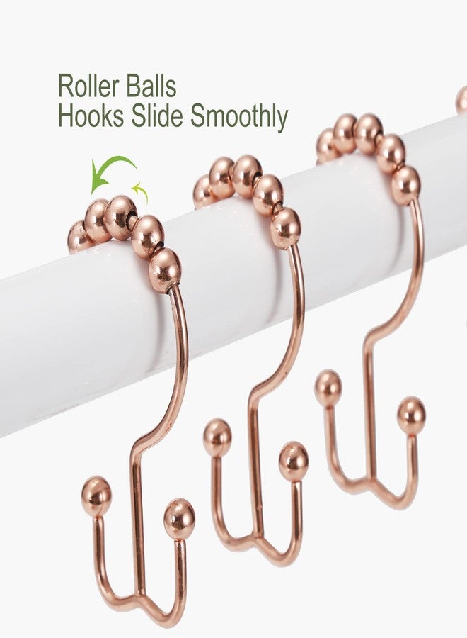 Goowin Shower Curtain Hooks, Goowin Shower Curtain Rings, Stainless Steel Shower Curtain Hooks Rust Proof Free Sliding Double Shower Hooks for Curtain, Shower Curtains & Liners (Rose Gold) - Image 5