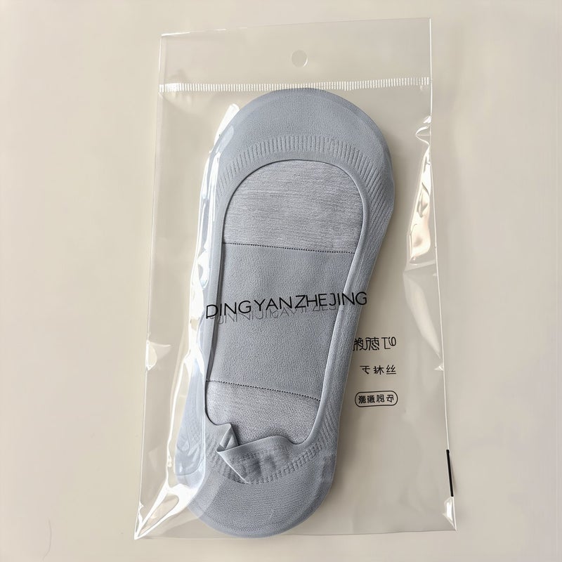 Universal Fit No Show Socks For All Womens Shoes Non Slip Beige Hidden Foot Socks - Image 4