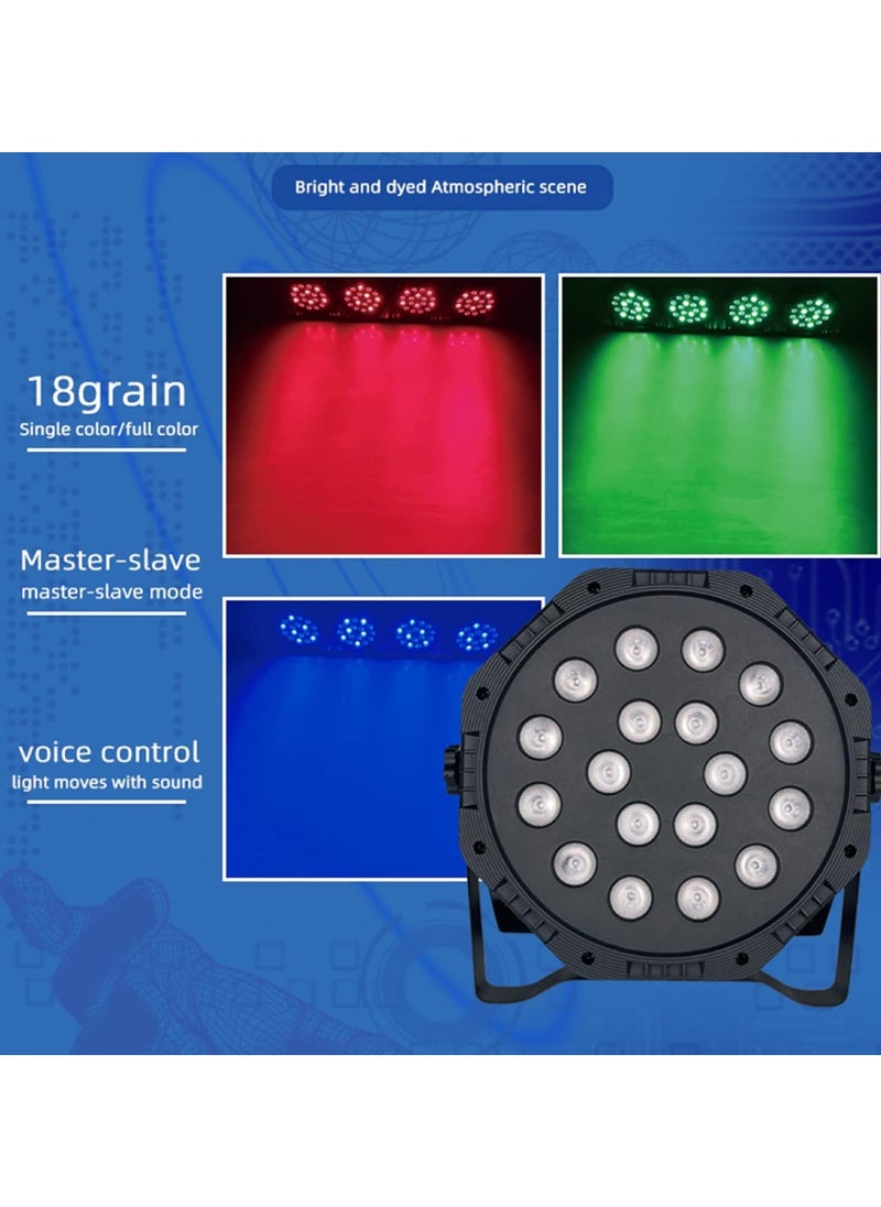 Yuwell - RGB Stage Lighting 18 LED Dj Par Lights Uplighting For Events Diverse Lighting Modes Supported DMX512 Sound Activated Master-Slave Auto-Run Mode RGB Disco Par Light For Wedding, Party And Concert - Image 1