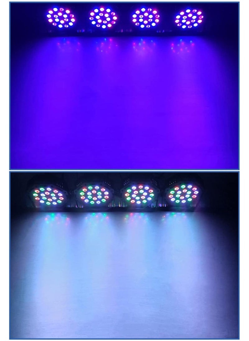 Yuwell - RGB Stage Lighting 18 LED Dj Par Lights Uplighting For Events Diverse Lighting Modes Supported DMX512 Sound Activated Master-Slave Auto-Run Mode RGB Disco Par Light For Wedding, Party And Concert - Image 1