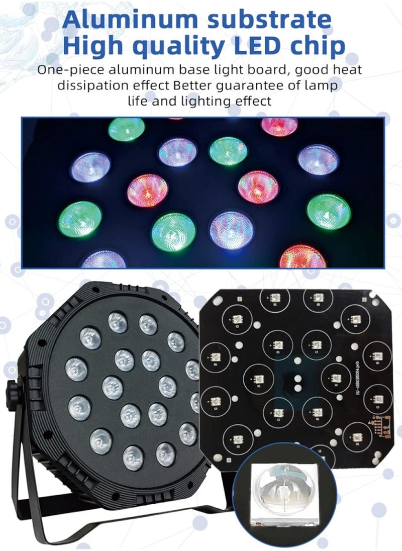 Yuwell - RGB Stage Lighting 18 LED Dj Par Lights Uplighting For Events Diverse Lighting Modes Supported DMX512 Sound Activated Master-Slave Auto-Run Mode RGB Disco Par Light For Wedding, Party And Concert - Image 1