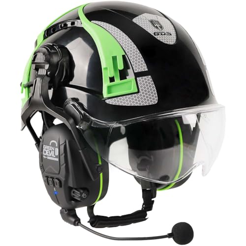 GREEN DEVIL X-Armor Series Hard Hat with Visor and Bluetooth Ear Muffs Vented ABS Work Hardhat for Men Women Cascos De Construccion Safety Helmet Ideal for Industrial & Construction - Image 1