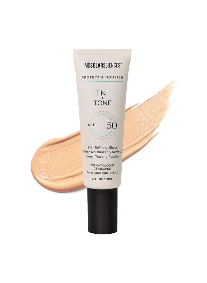 MDSolarSciences - MDSolarSciences Tint and Tone Tinted Face Moisturizer Sunscreen SPF 50, Ideal for Dry, Combination, Oily, Normal, and Sensitive Skin 1.7 oz - Image 1
