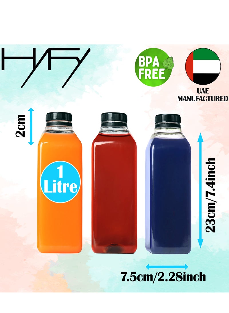 HYFY [10 PCS] 1 litre Plastic Juice Bottles 33.8oz Clear Plastic Bottles With Caps Milk Bottle Water Bottles For Kids Empty Bottle Zamzam Water Gym Water Bottle Reusable Plastic Juice Bottle - Image 2