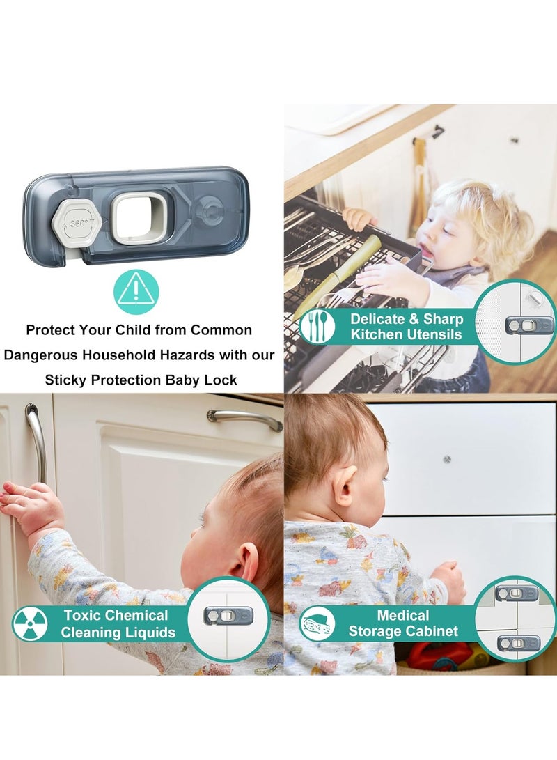 GUDOO 5 Pack Child Proof Refrigerator Lock Fridge Locks for Kids with Sticky Adhesive Pads Child Safety Locks for Doors RV Refrigerator Oven Lock Child Safety Baby Cabinet Locks - Image 4