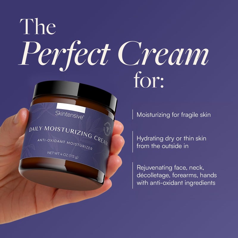 SKINTENSIVE Specialized Fragile Skin Moisturizing Cream for Thin Skin - Moisturizing Formula for Daily Use on Face, Hands & Body - With Vitamins A, C & E and Arnica - 4oz - Image 4