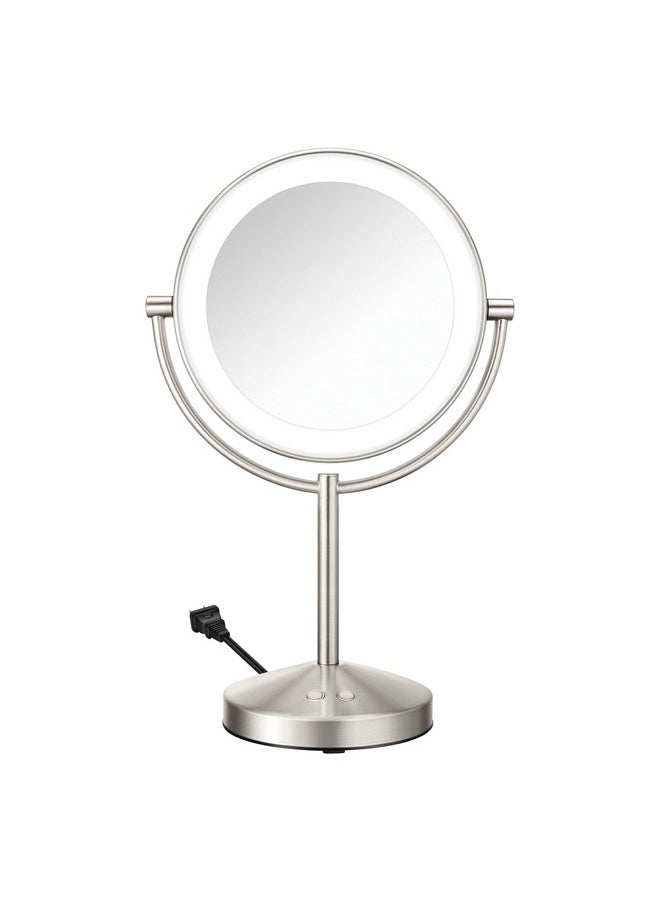 CONAIR Conair Lighted Makeup Mirror, LED Vanity Mirror, 1X/10x Magnifying Mirror, Corded in Satin Nickel Finish  - Image 1