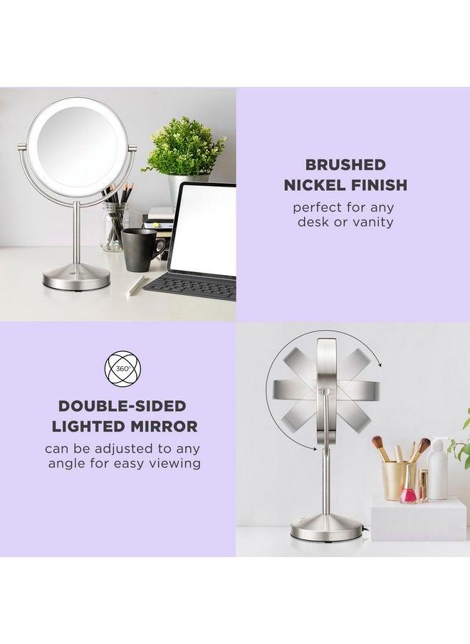 CONAIR Conair Lighted Makeup Mirror, LED Vanity Mirror, 1X/10x Magnifying Mirror, Corded in Satin Nickel Finish  - Image 5