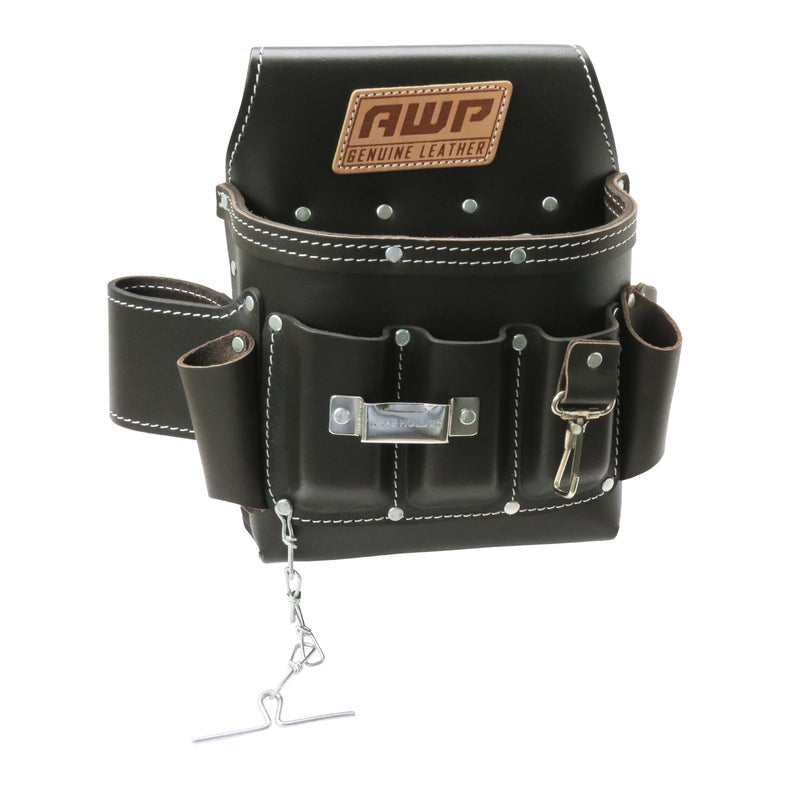 AWP Genuine Leather Premium Tool Pouch Multi-Pocket Organizer for Electricians, Professional Tool Box for Efficient Organization | 1L-526-3 - Image 1