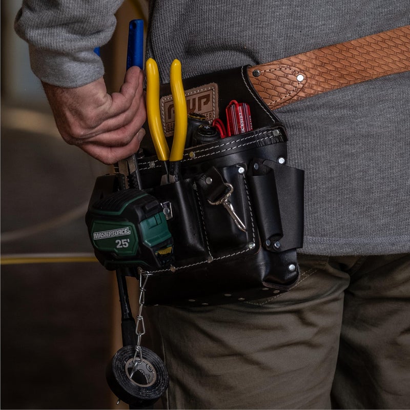 AWP Genuine Leather Premium Tool Pouch Multi-Pocket Organizer for Electricians, Professional Tool Box for Efficient Organization | 1L-526-3 - Image 2