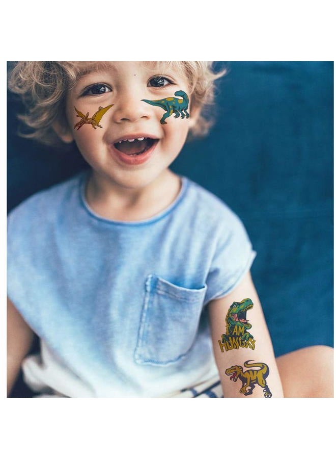 Ooopsiun Glitter Dinosaur Temporary Tattoos for Kids - 70 Gold Glitter Styles, Dinosaur Birthday Party Decorations Supplies Favors for Boys Kids - Image 3