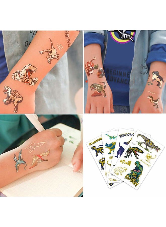 Ooopsiun Glitter Dinosaur Temporary Tattoos for Kids - 70 Gold Glitter Styles, Dinosaur Birthday Party Decorations Supplies Favors for Boys Kids - Image 4