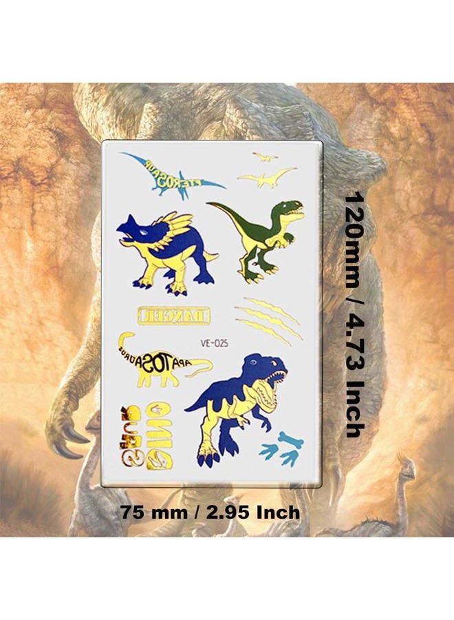 Ooopsiun Glitter Dinosaur Temporary Tattoos for Kids - 70 Gold Glitter Styles, Dinosaur Birthday Party Decorations Supplies Favors for Boys Kids - Image 5