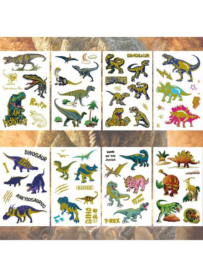 Ooopsiun Glitter Dinosaur Temporary Tattoos for Kids - 70 Gold Glitter Styles, Dinosaur Birthday Party Decorations Supplies Favors for Boys Kids - Image 2