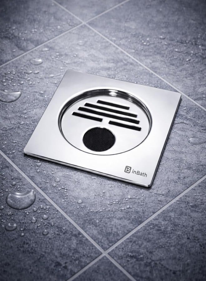 InBāth Floor Drainer/Grating Flat Cut Square| Stainless Steel 304 Grade with Hole| 6 x 6 inches (OPLS-066 H) - Image 1
