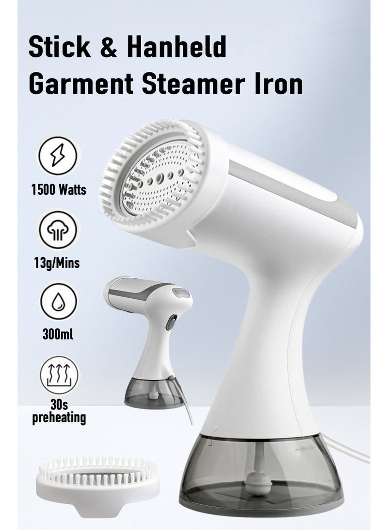 مكواة بخار محمولة للملابس، مكواة بخار يدوية بقوة 1500 واط، تسخين سريع في 20 ثانية، خزان مياه كبير سعة 300 مل، مزيل تجاعيد مناسب للسفر، مكواة بخار للأقمشة للاستخدام المنزلي والسفر - Image 1