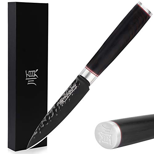 YOUSUNLONG Paring Peeling Knives - 3.5 Inch Japanese AUS8 HRC Steel Fruit & Vegetable Knife - Leadwood Handle - Image 1