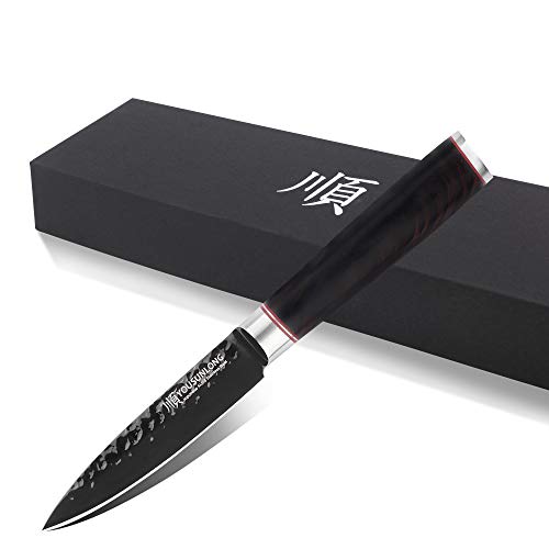 YOUSUNLONG Paring Peeling Knives - 3.5 Inch Japanese AUS8 HRC Steel Fruit & Vegetable Knife - Leadwood Handle - Image 2