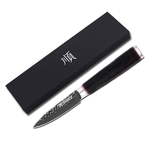 YOUSUNLONG Paring Peeling Knives - 3.5 Inch Japanese AUS8 HRC Steel Fruit & Vegetable Knife - Leadwood Handle - Image 4