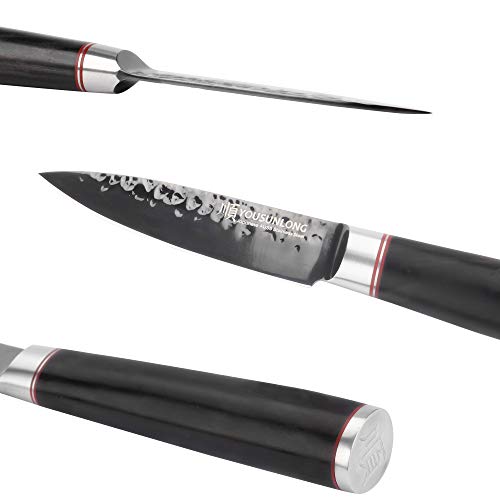 YOUSUNLONG Paring Peeling Knives - 3.5 Inch Japanese AUS8 HRC Steel Fruit & Vegetable Knife - Leadwood Handle - Image 3