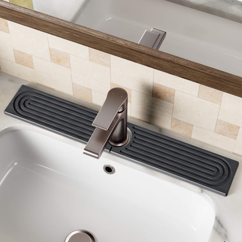 DK177 Stone Faucet Mat for Kitchen Sink Diatomite Sink Protectors Prevent Moisture Drying Stone Tray Fit Kitchen Counter Bathroom Counter Dark Gray 236 x 4 - Image 2