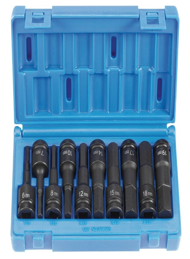 Grey Pneumatic 1/2" Drive 10 Piece Metric Hex Driver Set - Image 1