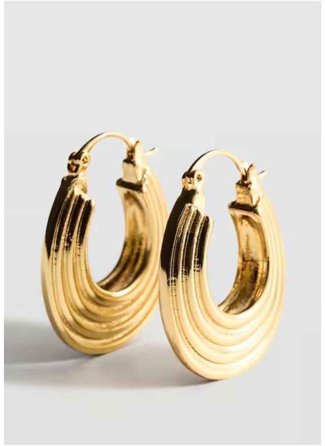 MANGO - Embossed Hoop Earrings - Image 1