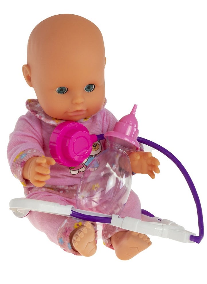 Bambolina - BAMBOLINA AMORE 33CM DRINK & WET DOLL W/BOTTLE & STETHOSCOPE - Image 1