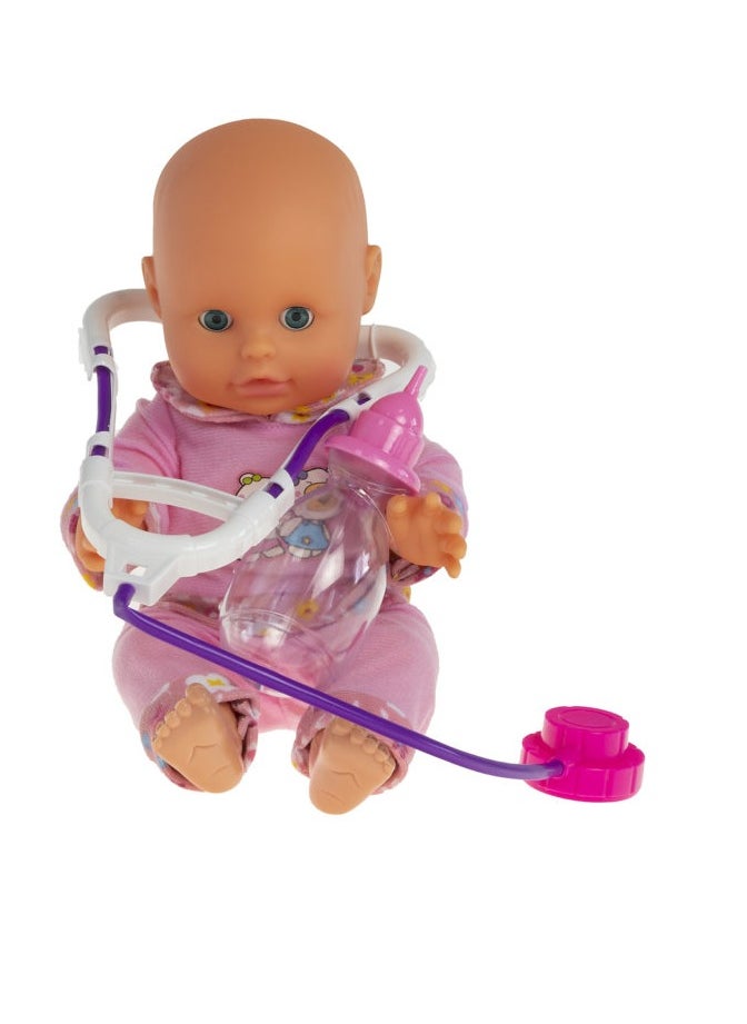 Bambolina - BAMBOLINA AMORE 33CM DRINK & WET DOLL W/BOTTLE & STETHOSCOPE - Image 1