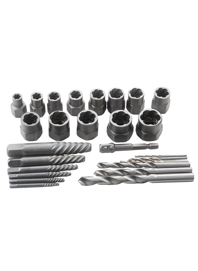 26-Piece Bolt Extractor Set Spiral Screw Extractor Set and Drill Bits Extraction Socket Set for Removing Damaged Rusted Rounded Bolts Nuts and Screws