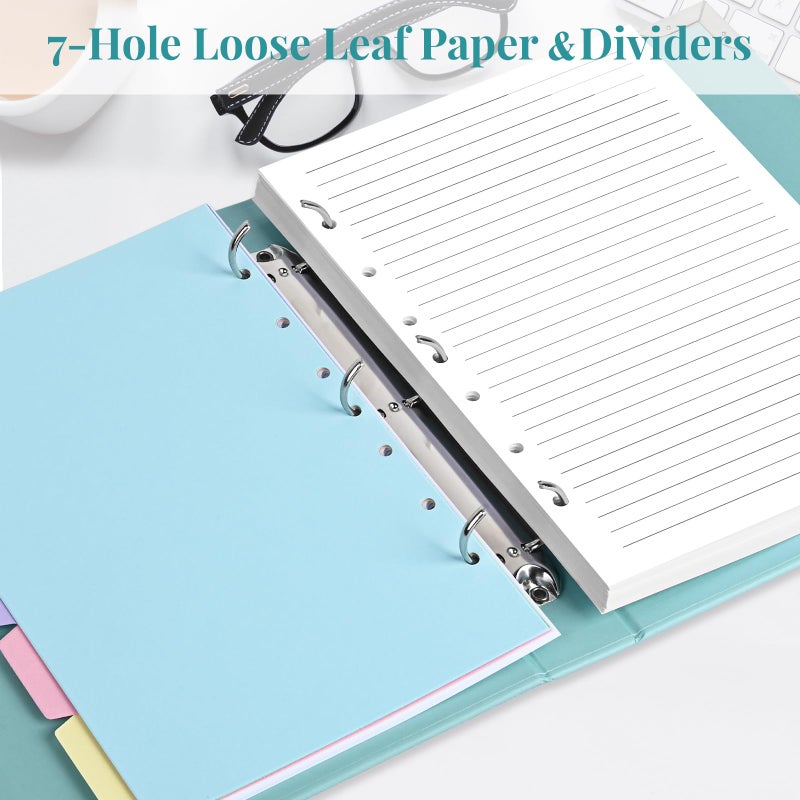 Billtigif A5 Refill Paper, 7-Hole Planner Inserts for A5 Binder Budget Planner Journals Notebook, Loose Leaf Lined Paper with Binder Dividers, 240 Pages 5-1/2" x 8-1/2", White - Image 5