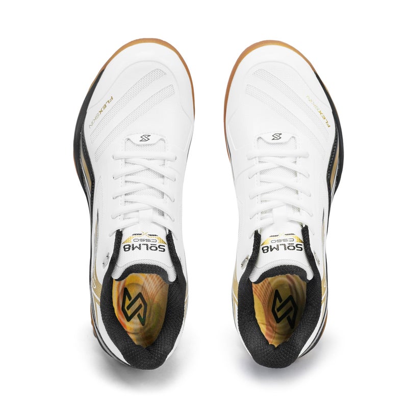 SOLM8 CS50 Lightweight Pickleball Court Shoe with Non Marking Rubber Sole Suitable for Indoor and Badminton Sport Black Gold - Image 4