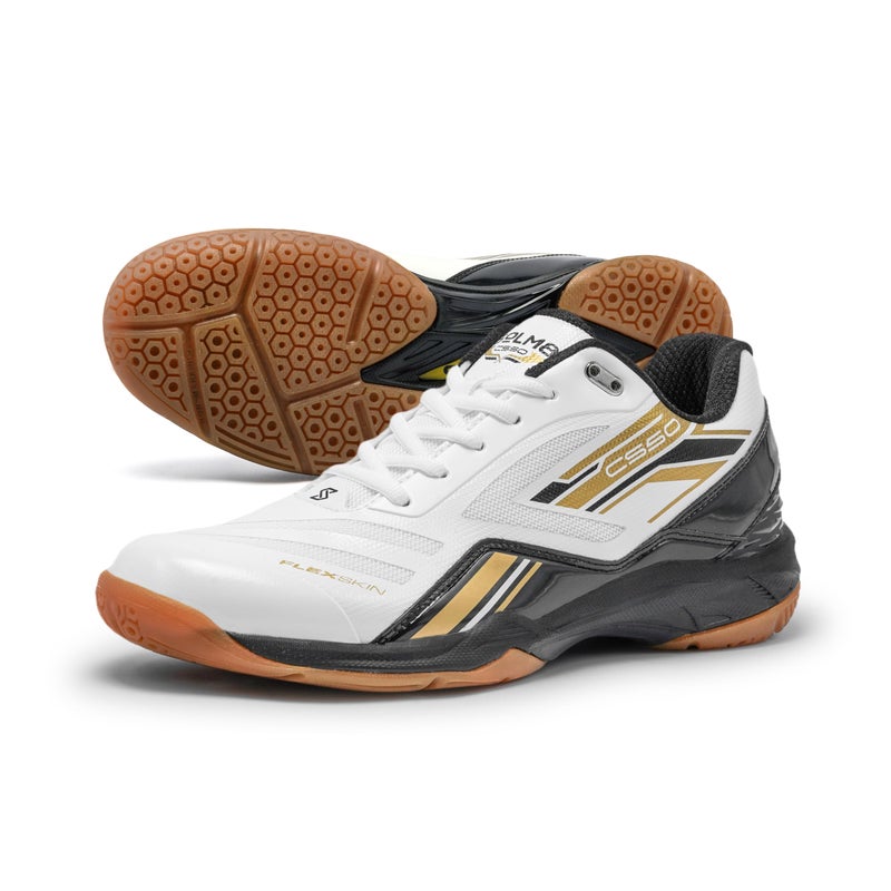 SOLM8 CS50 Lightweight Pickleball Court Shoe with Non Marking Rubber Sole Suitable for Indoor and Badminton Sport Black Gold - Image 1