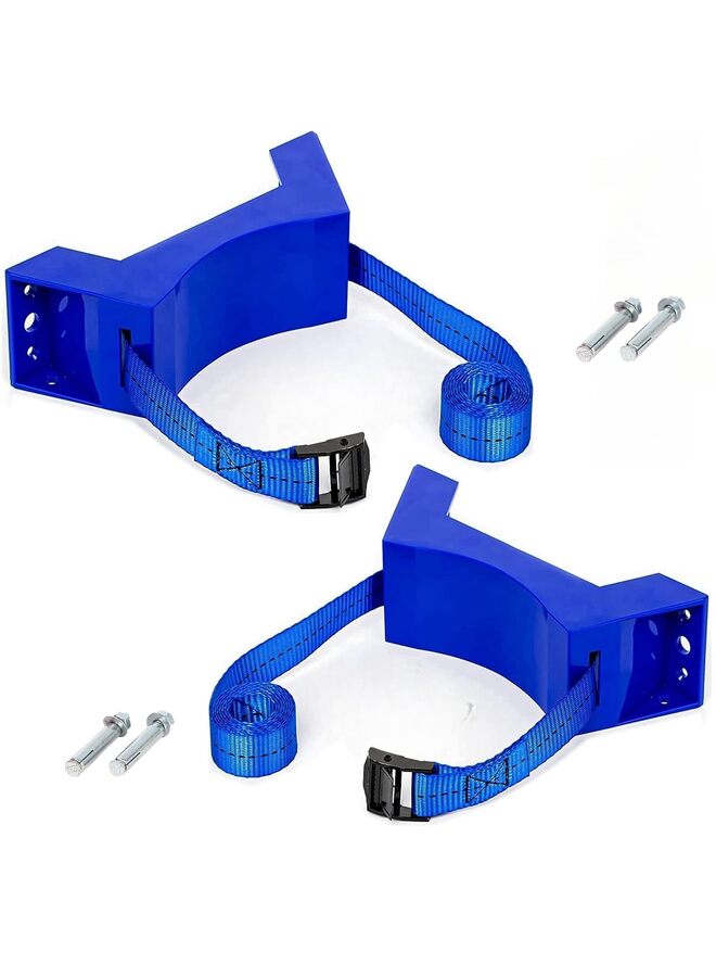 2PCS Propane Tank Holder Gas Cylinder Holder Cylinder Wall Mounted Bracket Nitrogen Tank Holder with Screws and Safety Chain Supported 41 Inch for 4"-12" Diameter Nitrogen Tank(Blue) - Image 1
