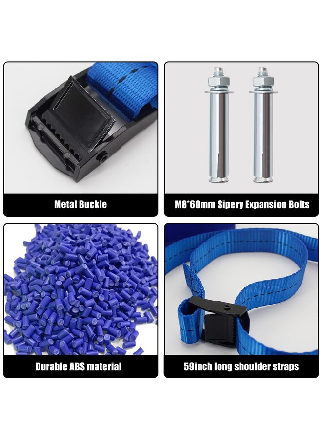 2PCS Propane Tank Holder Gas Cylinder Holder Cylinder Wall Mounted Bracket Nitrogen Tank Holder with Screws and Safety Chain Supported 41 Inch for 4"-12" Diameter Nitrogen Tank(Blue) - Image 2