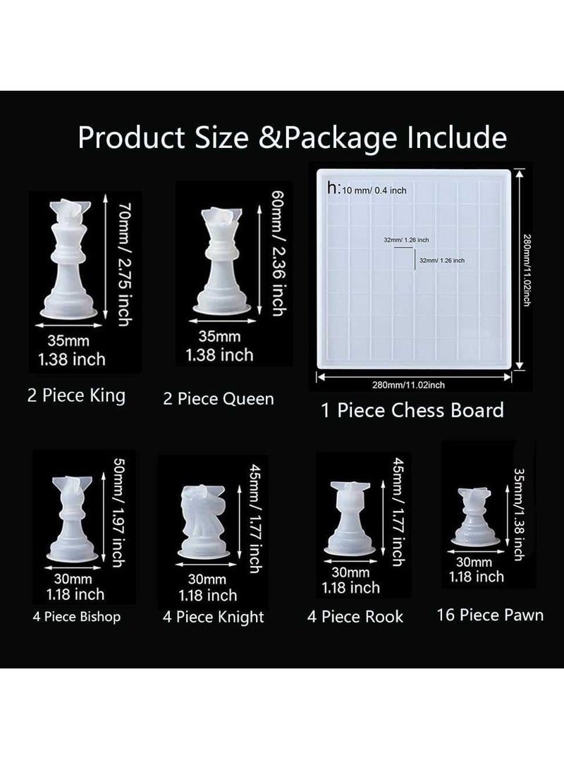 KASTWAVE 32 Pieces Resin Chess Set Mold with Chess Board Silicone Resin Molds, 3D Silicone Chess Resin Mold, Chess Crystal Epoxy Casting Molds for DIY Crafts Making, Birthday Gift, Family Party - Image 3