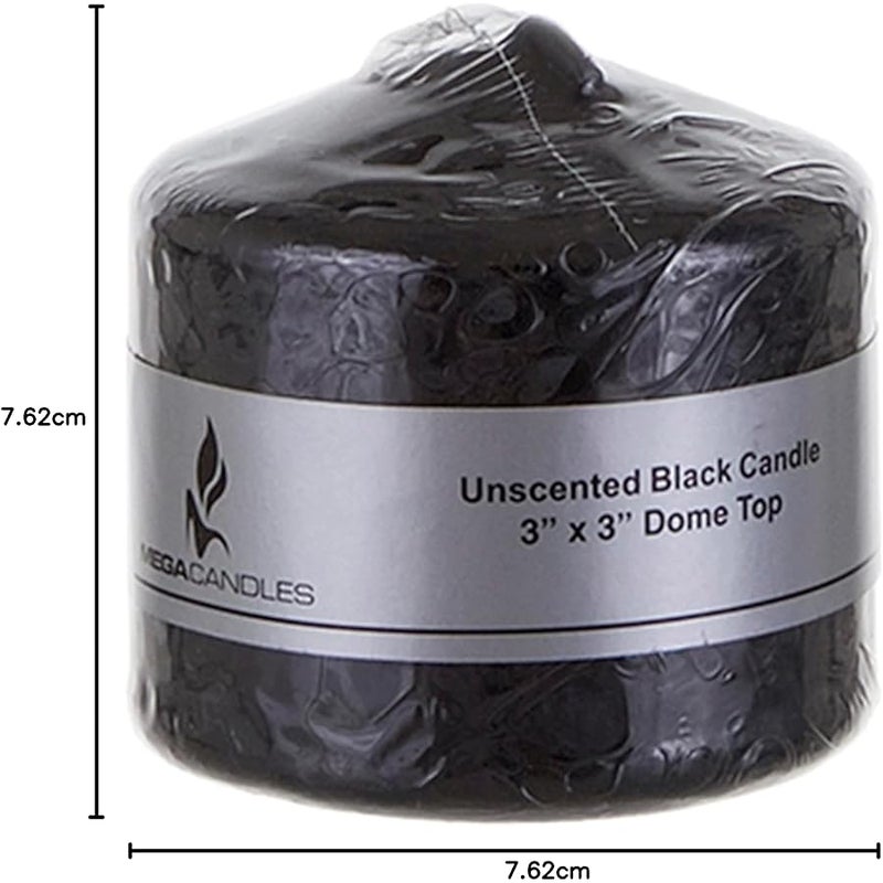 Mega Candles 1 pc Unscented Black Round Pillar Candle, Pressed Premium Wax Candles 3 Inch x 3 Inch, Home Décor, Wedding Receptions, Baby Showers, Birthdays, Celebrations, Party Favors & More - Image 3