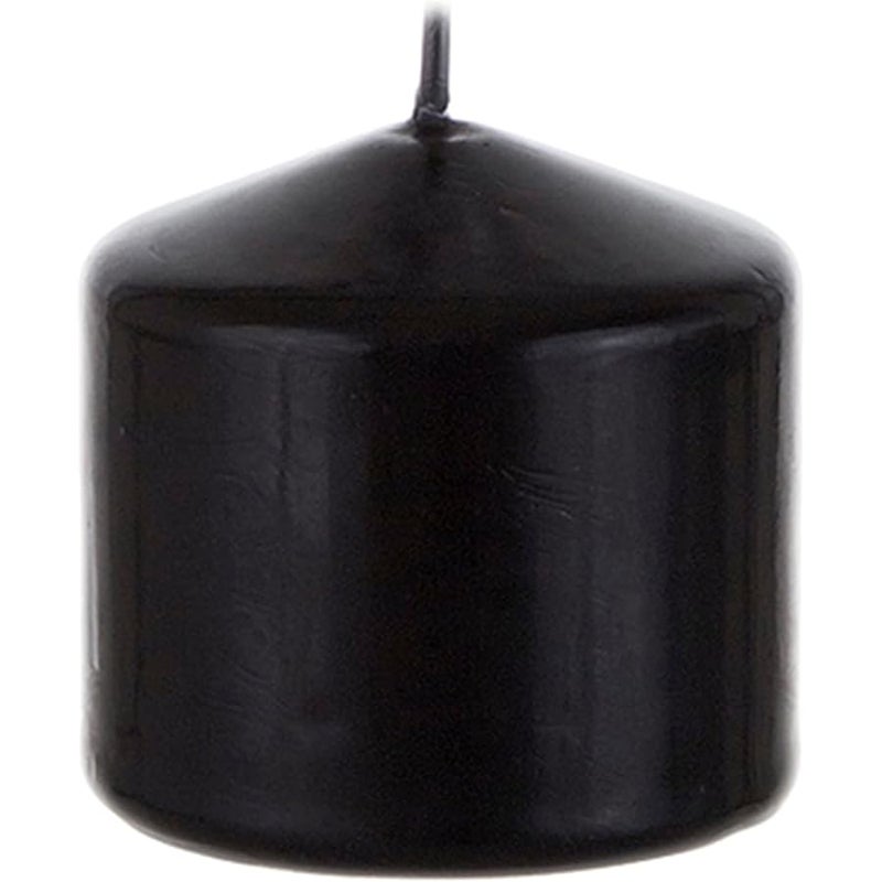 Mega Candles 1 pc Unscented Black Round Pillar Candle, Pressed Premium Wax Candles 3 Inch x 3 Inch, Home Décor, Wedding Receptions, Baby Showers, Birthdays, Celebrations, Party Favors & More - Image 1