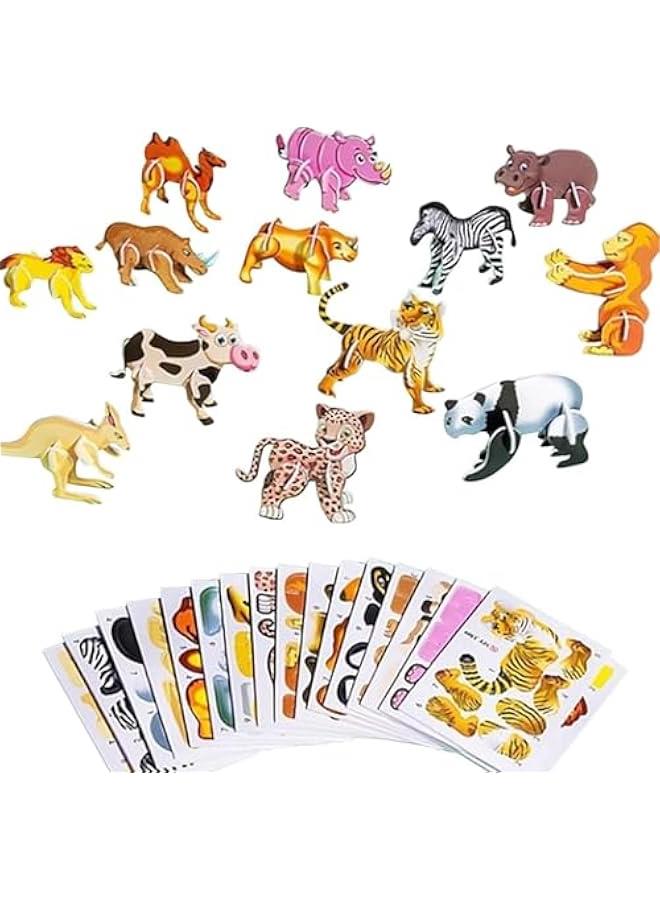 3D Cartoon Puzzles for Kids, Educational 3D Cartoon Puzzle, 100 Pcs 3D Cartoon Puzzles for Kids Ages 4-8, 3D Puzzles for Kids Educational Montessori Toys (25 pcs Animal) - Image 1