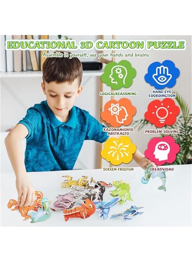 3D Cartoon Puzzles for Kids, Educational 3D Cartoon Puzzle, 100 Pcs 3D Cartoon Puzzles for Kids Ages 4-8, 3D Puzzles for Kids Educational Montessori Toys (25 pcs Animal) - Image 4