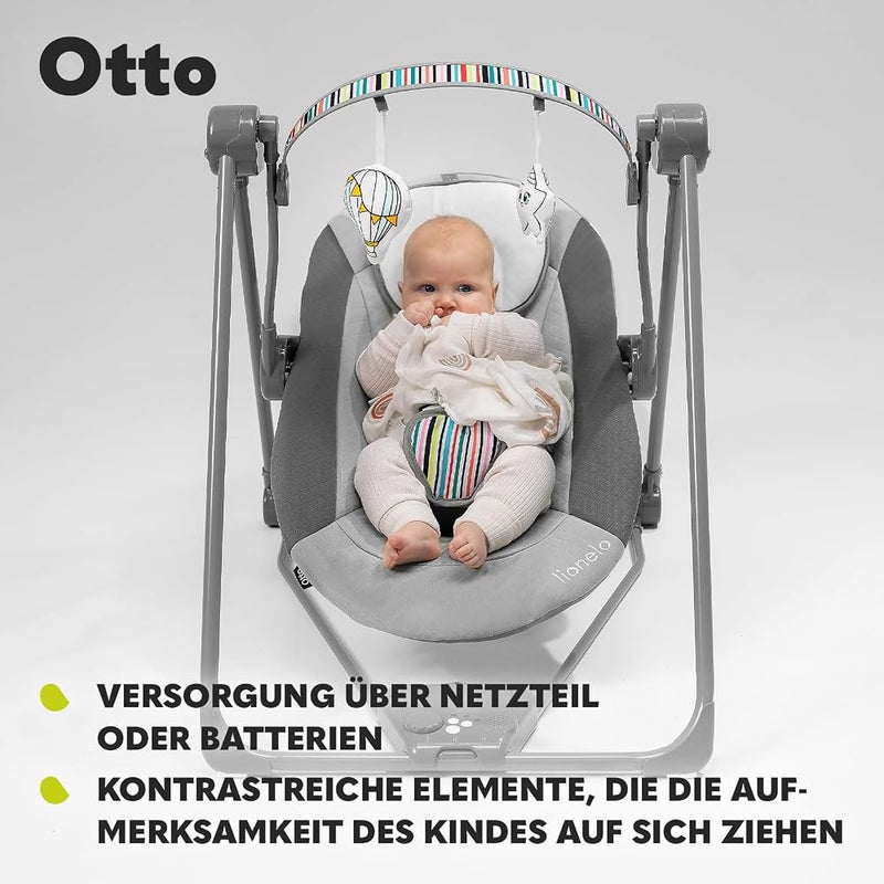 ليونيلو كرسي تأرجح كهربائي من Lionelo Otto، يتحمل وزنًا يصل إلى 9 كجم، بـ 5 سرعات، مزود بمؤقت صامت، أصوات طبيعية، ألعاب تفاعلية، ووسادة للرأس، وقاعدة أمان قابلة للطي – اللون وردي. - Image 5
