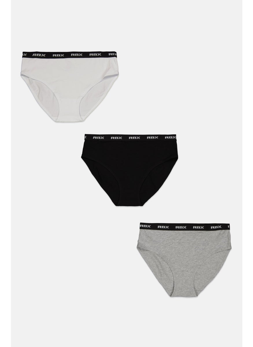 RBX Women 3 Pieces Brand Logo Soft Brazilian Hipster Panties, Black  - Image 1