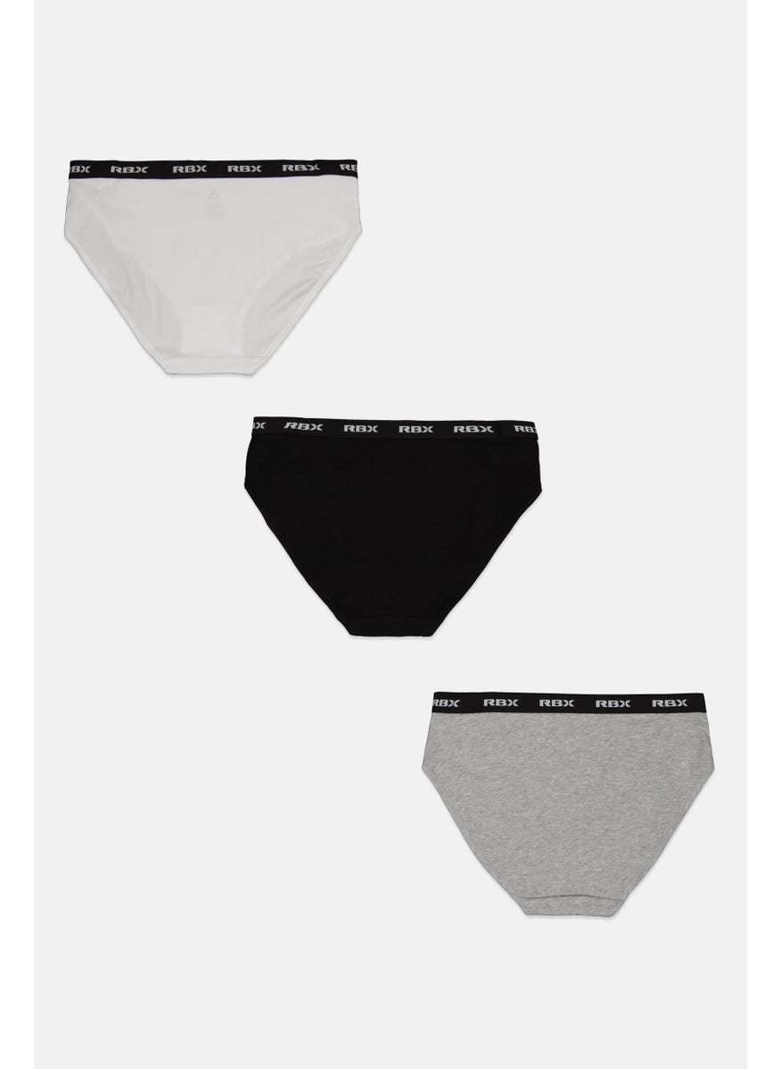 RBX Women 3 Pieces Brand Logo Soft Brazilian Hipster Panties, Black  - Image 2