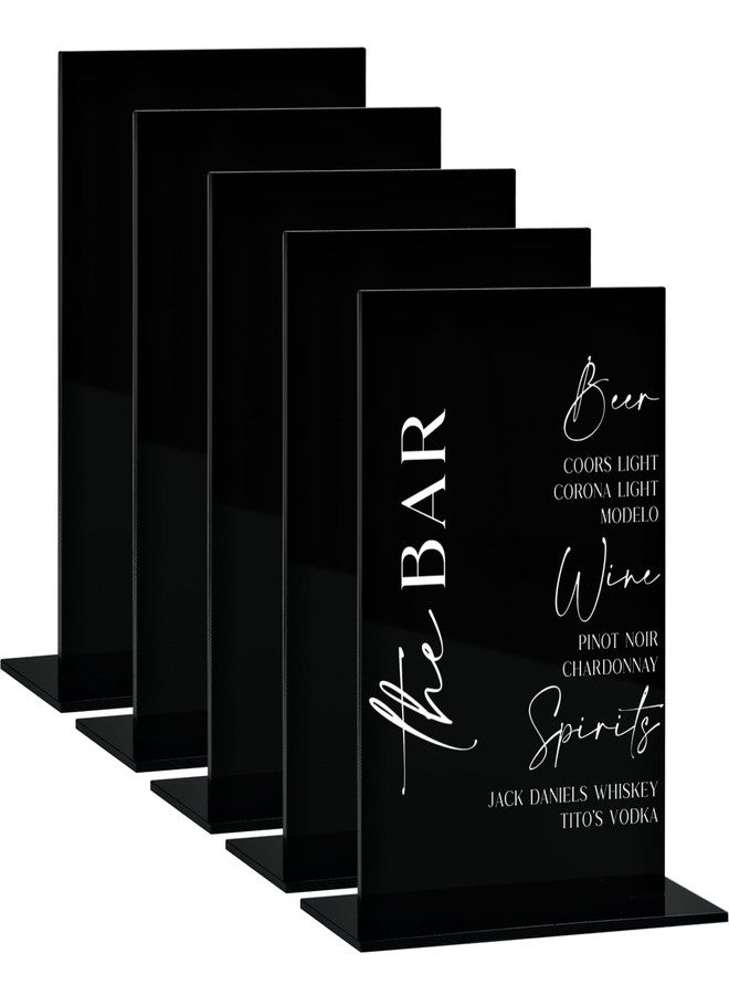 JINMURY 8x10 Inch Black Acrylic Sign with Stand | 5 Pack Blank Acrylic Table Signs and Base for DIY Wedding Table Numbers, Wedding Signage, Events& Parties (Black, 8x10 Inch) - Image 1
