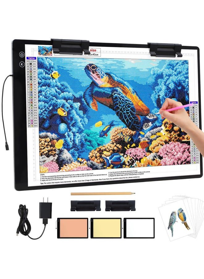 Zocelight Rechargeable A2 Light pad for Diamond Painting,A2 Light Board with 5200mAh Battery,6 Levels Dimming/3 Color temperatures 5500 Lux Super Bright Light Box for Drawing,Sketching,Animation - Image 1