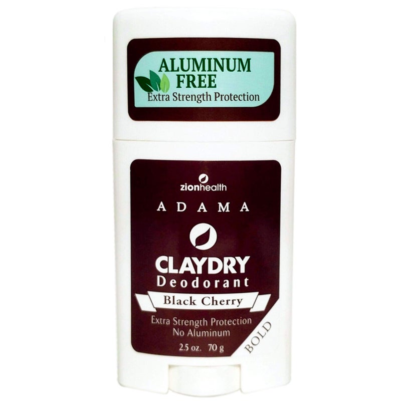 Adama Minerals Zion Health Adama Bold Black Cherry Clay Dry Deodrant With Extra Protection, Aluminum Free, 2.5 Oz