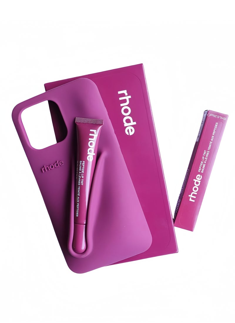 rhode Silicone lip holder for mobile phones, lip gloss phone case, phone case lip holder, iPhone back mount lip holder (with lip gloss, Raspberry Jelly）  - Image 2