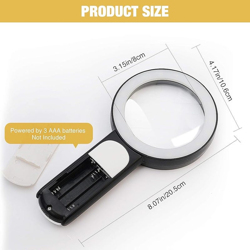 JMH Magnifying Glass with Light, 30X Handheld Large 18LED Cold and Warm Light with 3 Modes, Illuminated Magnifier for Seniors Reading, Inspection, Coins, Jewelry, Exploring - Image 2