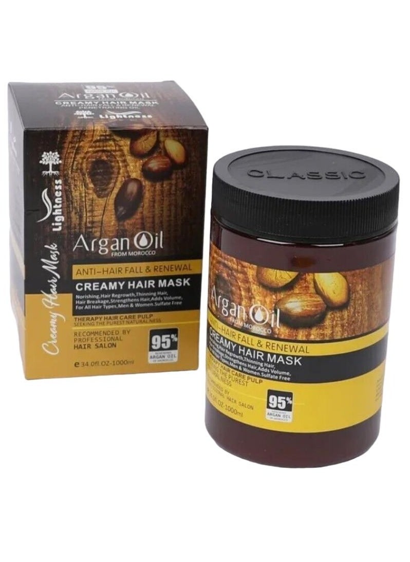 Lightness Argan Oil And Protein Anti Hair Fall And Renewal Creamy Hair Mask 1000 ML 